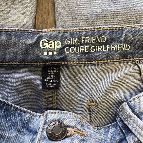 Gap Girlfriend Coupe Girlfriend Womens Light Wash Indigo Patch Pocket Size 8/29 - Picture 10 of 12